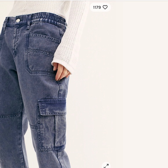 Free people platoon pants jogger jeans navy NWT - Picture 4 of 5